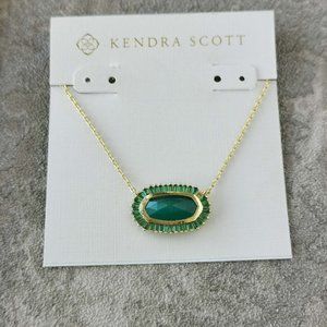 Kendra Scott Gold Green Mix Baguette Elisa Pendant Necklace NEW w/dust bag